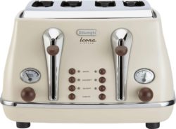 De'Longhi - Toaster - 4 Slice Vintage Icona Toaster - -Cream